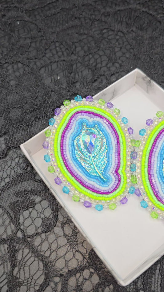Peacock Beaded Earrings