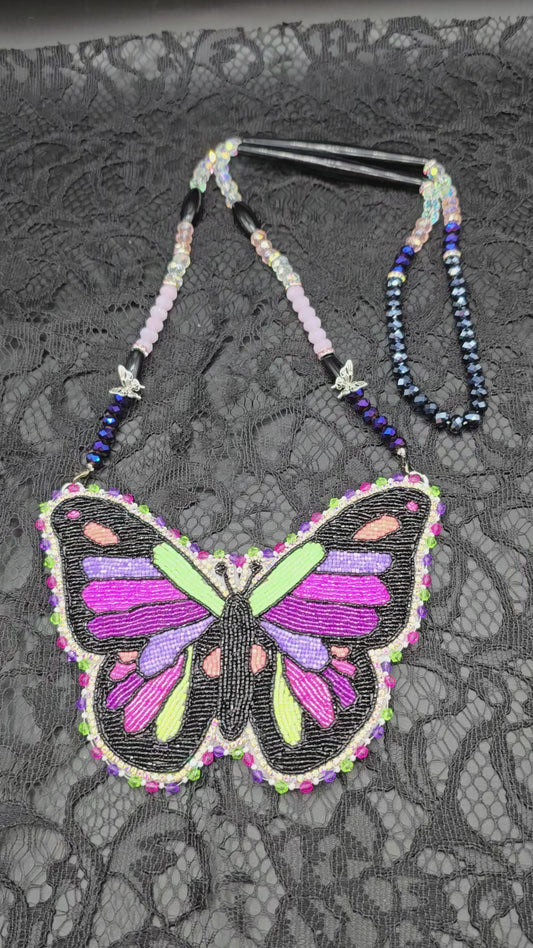 Neon Butterfly Beaded Medallion