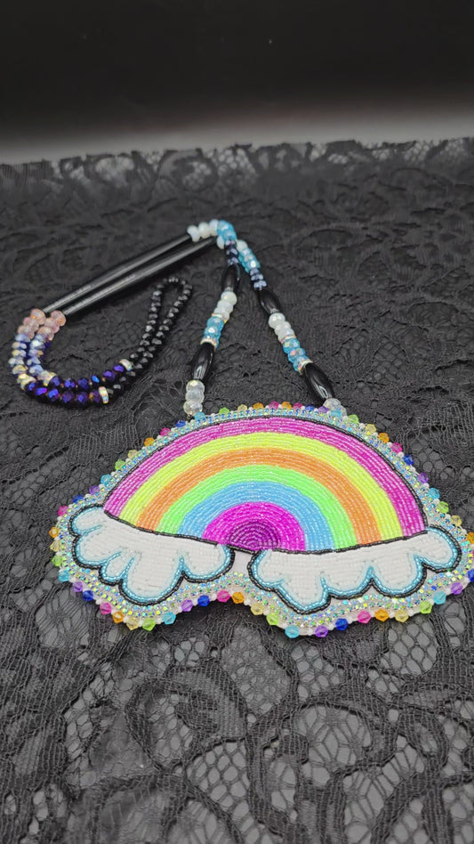 Neon Rainbow Beaded Medallion